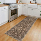 KILOCOCO Hallway Runner 2x5 Kitchen Runner Rug Printed Vintage Floral Washable Non-Slip Runners for Hallways Laundry Room Rugs Distressed Boho Rug Runners for Bedroom, Rust Brown Red