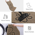 Smiry Dog Door Mat for Muddy Paws, Absorbent Dirt Trapper Non Slip Quick Dry Washable Chenille Mat for Mud Dogs, Entry Rug for Indoor and Outdoor (71x46 Inches, Camel and Black)