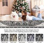 6x9 Black Grey Area Rug for Living Room, Machine Washable Rugs with Non-Slip Backing for Bedroom, Vintage Medallion Carpet Dining Room Office Kids Room Decor