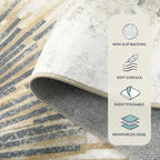 Lahome Modern Large Living Room Rug - Machine Washable Area Rug 6x9 Non-Slip Soft Bedroom Carpet, Abstract Print Indoor Throw Ultra-Thin Carpet for Dining Room Table Office Home (Gold/Gray, 6'x9')
