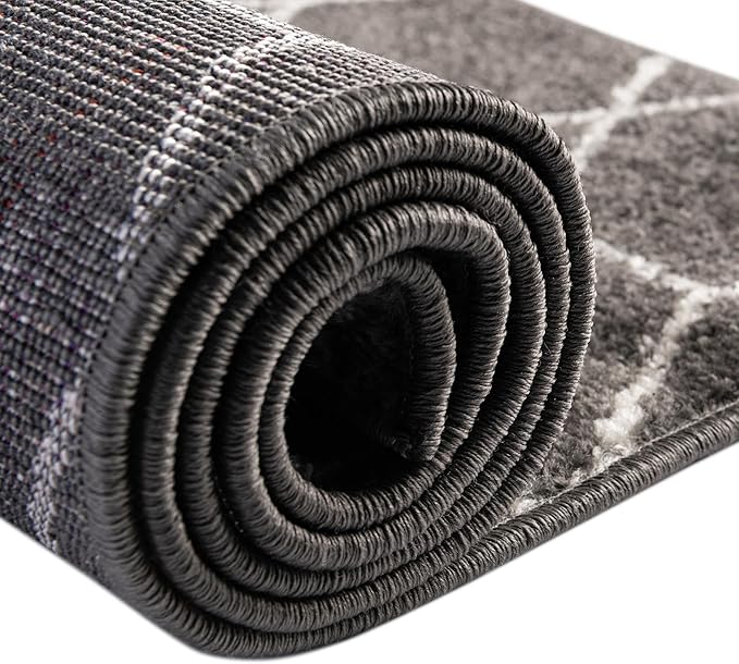 Unique Loom Trellis Frieze Collection Area Rug - Geometric (8' x 11', Dark Gray/ Ivory)