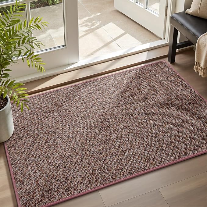 MontVoo Door Mat Indoor Entrance Doormat, Absorbent Durable Rubber Non Slip Front Door Mat for Inside Entry Entryway Dirt Trapper Welcome Mat, Red 32''x48''