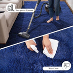 Blue Fluffy Rug Shaggy Area Rug, 8x10 Area Rugs for Girls Bedroom, Big Soft Shaggy Bedside Non-Slip Plush Dorm Nursery Kids Carpet Home Decor Aesthetic