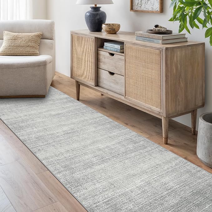 Art&Tuft Non-Slip Runner Rug - 2x8 Runner Rug Washable Low-Pile Rugs Runners, Soft Distressed Carpet Runner for Bedroom Bathroom Kitchen Laundry Living Room, Grey