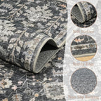 6x9 Washable Rug Vintage Fade Resistant Boho Distressed Non-Slip Indoor Large Carpet Low Pile Lightweight & High-Traffic Safe for Bedroom, Dorm, Playroom - Farmhouse Decor