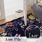 Lahome Floral Washable Rugs for Bedroom, 4X6 Area Rug Ultra-Thin Soft Living Room Rug, Non-Slip Classroom Rug Stain Resistant Lightweight Boho Low-Pile Throw Carpet for ‎Office (4x6ft,Purple)