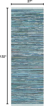 SAFAVIEH Rag Rug Collection Runner Rug - 2'3" x 11', Blue & Multi, Handmade Boho Stripe Cotton, Ideal for High Traffic Areas in Living Room, Bedroom (RAR121B)
