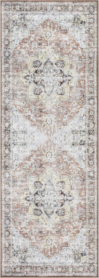 Bloom Rugs Washable Non-Slip 12 ft Runner - Blush/Beige Traditional Medallion Runner for Entryway, Hallway, Bathroom, and Kitchen - Exact Size: 2.5' x 12'