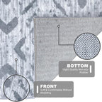 KILOCOCO Hallway Runner Rug 2.6'x8' Washable Printed Moroccan Runner Rugs Non Slip Entryway Rugs Soft Indoor Long Floor Rug for Bedroom Kitchen Living Room Geometric Boho Carpet Runners, Grey White