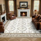 SOULFUL Medium Pile 4x6 Rugs for Living Room - Soft Underfoot Area Rug - Brown Boho Floral - Washable Non-Slip - Perfect for Bedroom Kids Room Under Dining Table Office
