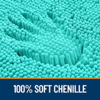 OLANLY Bathroom Rugs 59x24, Extra Soft Absorbent Chenille Bath Rugs, Rubber Backing Quick Dry, Machine Washable Bath Mats for Bathroom Floor, Tub and Shower, Home Decor Accessories, Teal