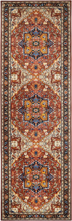Moynesa Ultra-Thin Washable Runner Rug - 2'6"x8 Non-Slip Kitchen Runner, Non-Shedding Stain Resistance Low Pile Bedroom Mat Indoor Accent Carpet Runner for Bathroom Hallway, Brown/Multi