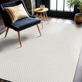 CAMILSON Modern Rug 8x10 Luxury Pebble Pattern Micro Loop Area Rugs Soft High-Low Pile Stain Resistant Easy to Clean Non-Shedding Durable Living Room OfficeIndoor Carpet (White)