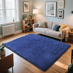 Blue Fluffy Rug Shaggy Area Rug, 5x8 Area Rugs for Girls Bedroom, Soft Cute Baby Play Mat, Indoor Floor Carpet for Teen, Nursery, Preppy Dorm, Plush Aesthetic Bedside Rug