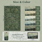 Green Medallione 6x8 Area Rugs for Living Room, Low Pile Thin Washable Non Slip Rugs for Bedroom Dining Room, Vintage Distressed Carpet for Home Office Guest Room