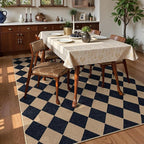 Lahome Checkered Easy Jute Patio Rug, 6x9 Washable Indoor Outdoor Rug, Farmhouse Neutral Non Slip Non Shedding Low Pile Floor Carpet for Deck Living Dining Room Office Mudroom