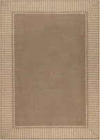 Moynesa Brown Striped Border Easy Jute Outdoor Indoor 5x7 Area Rugs for Living Room, Washable Non Slip Rug for Backyard Patio Balcony Dining Room Bedroom, Farmhouse Carpet for Fall Winter Decor