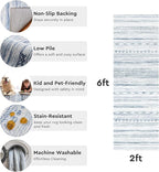2x6 Runner Rug Machine Washable Non Slip Area Rug Distressed Neutral Moroccan Boho Rug Ultra Soft Floor Runners for Hallways for Entryway Laundry Room Kitchen, Blue