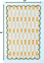 Hand-Tufted Wool Rug with Scalloped Edges, Light Blue Plaid Pattern, Cozy Soft Area Rug for Living Room, Bedroom, and Nursery, Handmade Modern Accent Rug (Blue, 9X14 FEET)