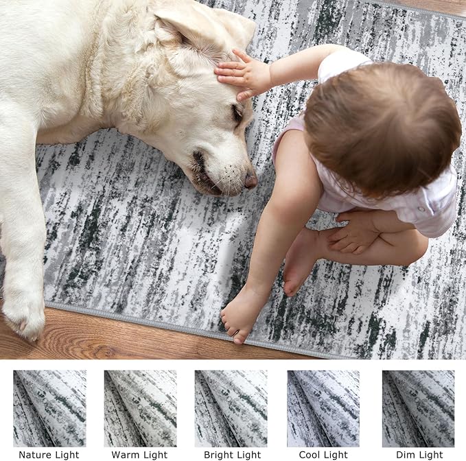 Modern Abstract Entryway Rug Indoor 2x3 Washable Rug Non-Slip Soft Small Area Rug Black Grey White Kitchen Mats Thin Print Faux Wool Floor Carpet Throw Rugs for Entrance Bedroom Home Decor