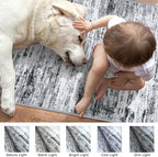 Modern Abstract Runner Rug 2.6x14, Black Grey White Washable Long Kitchen Runner Non-Slip Soft Hallway Rug Runner Thin Print Faux Wool Carpet for Entryway Bedroom Laundry Room Indoor Home Decor