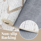 jinchan Moroccan 6x9 Area Rugs for Living Room - Machine Washable Soft Modern Geometric Stain Resistant Ultra-Thin Low-Pile Large Rug Non-Slip Carpet for Bedroom Kitchen Dining Room (6x9ft, Taupe)