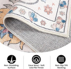 Area Rug for Living Room, 9x12 Washable Non Slip Large Faux Wool Throw Rug, 0.3″ Low Pile & Non-Shedding Boho Large Carpet Rugs for for Dining Room, Bedroom, Office (Beige)