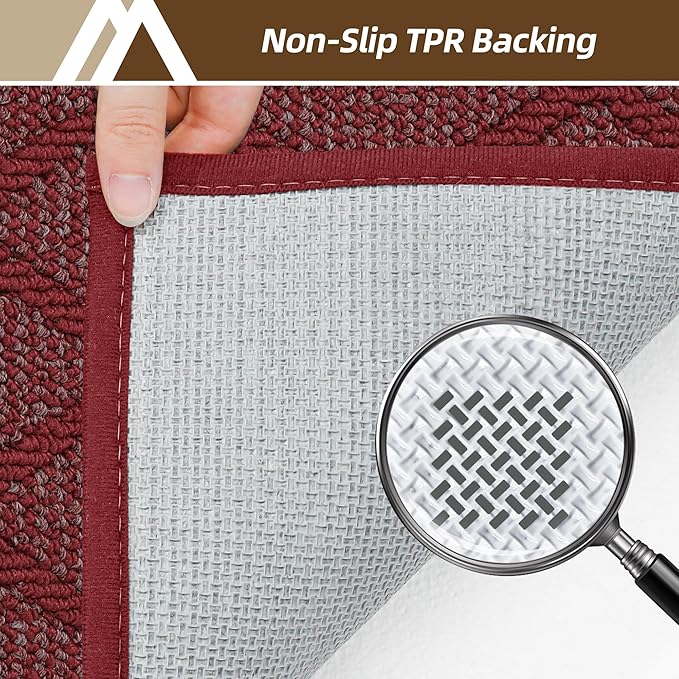 COSY HOMEER Non-Slip Door Mat 20"x32", Entryway Rugs Low Profile Absorbent Dirt Trapper Doormat for Front Entrance, Washable Polypropylene Entry Mat (Red)