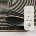 Lahome Modern Rainbow Round Washable Rug, 3ft Circular Indoor Outdoor Entryway Patio Rug, Farmhouse Non Slip Non Shedding Small Round Carpet for Bedroom Porch Living Room Decor