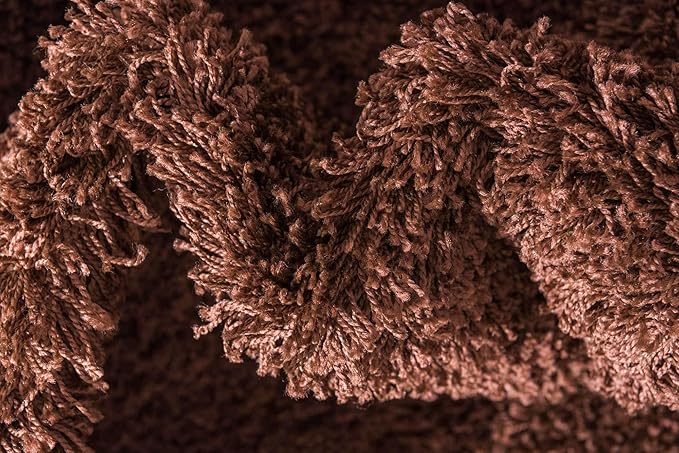 Unique Loom Solid Shag Collection Area Rug (4' 1" x 6' 1" Rectangle, Chocolate Brown)