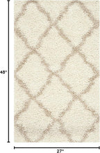 SAFAVIEH Dallas Shag Collection Accent Rug - 2'3" x 4', Ivory & Beige, Trellis Design, Non-Shedding & Easy Care, 1.5-inch Thick Ideal for High Traffic Areas in Entryway, Living Room, Bedroom (SGD257B)