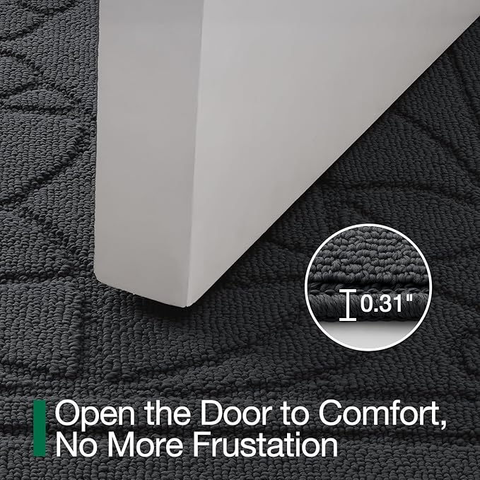 LUMI Door Mat Indoor Entrance 32"x48", Front Welcome Mat with Non-Slip Rubber Backing, Low Profile Dirt Trapper Inside Doormat for Entrance, Garage, Patio, Grey