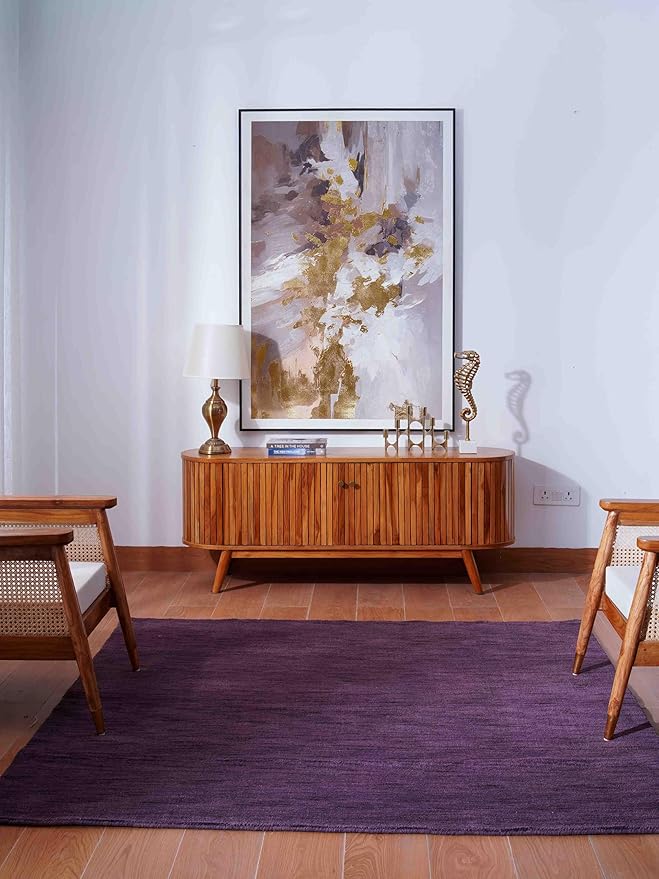 Rugsotic Carpets Hand Knotted Loom Wool ECO-Friendly Area Rugs - 8'x8', Square, Purple Color, Solid Plain Design, High Pile Thick Handmade Anti Skid Area Rugs for Living Room, Bed Room (L00111)