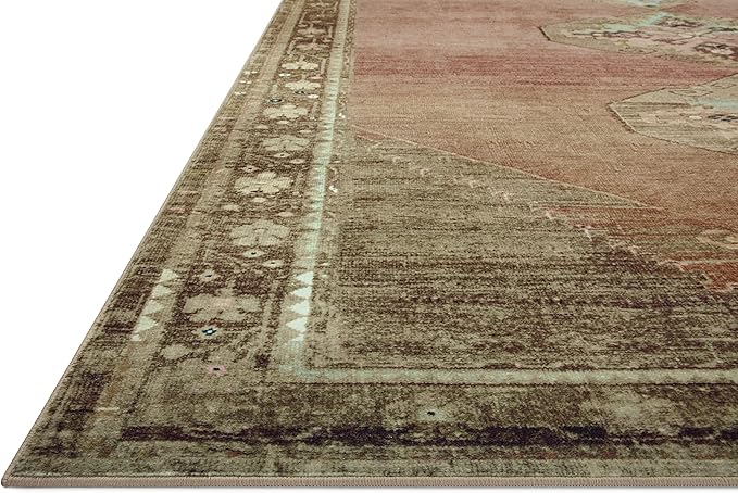 Loloi Magnolia Home by Joanna Gaines Sinclair Collection SIN-06 Clay/Tobacco 2'-0" x 5'-0", .25" Pile Height, Machine Washable, Accent Rug