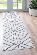 Rugs.com Lattice Trellis Collection Rug – 6 Ft Runner White Low-Pile Rug Perfect for Hallways, Entryways