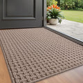 LUMI Washable Door Mat Indoor Entrance 24x36, Dirt Trapper Front Door Mats with Absorbent Interior and Non-Slip Rubber Backing, Entryway Doormat, Beige