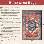 SERISSA Boho Rugs for Entryway, 2x3 Rust Entryway Rug Non-Slip Washable Small Area Rug, Ultra Soft Oriental Vintage Low-Pile Indoor Door Mat Floor Carpet for Entrance Bedroom Kitchen Bathroom