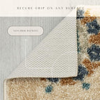 Maples Rugs Reggie Floral Runner Rug - Made in USA - Washable, Non Slip Indoor Carpet for Kitchen, Hallway, and Laundry Room, 2'6" x 8', Beige