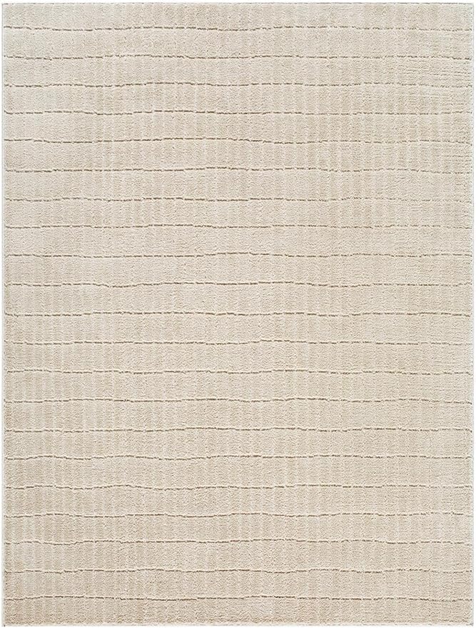 Livabliss x Our PNW Home Cascade Minimalist Striped Area Rug, 9'2" x 12', Light Brown