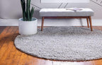 Unique Loom Davos Shag Collection Area Rug - Solid (6' 7" Round, Sterling)