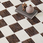 EVERGRACE Checkered Plaid Area Rug 2x6, Soft Fuzzy Faux Wool Rugs Washable Anti Slip Rugs Long Runner Rug for Entryway Bedroom Living Room Hallway Dining Room and Laundry, Dark Brown and White
