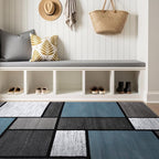 Rugshop Contemporary Modern Boxes for Home Office,Living Room,Bedroom,Kitchen Non Shedding Area Rug 3'3" x 5' Blue/Gray