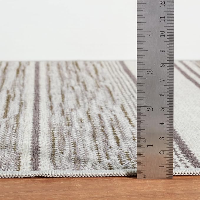 Dash & Albert Ellington Stripe Grey Machine Washable Rug, 3 X 5 Feet, Grey Stripe Pattern
