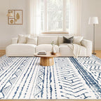 Nakagishi 5x7 Area Rug Living Room: Machine Washable Boho Large Neutral Farmhouse Stain Resistant Indoor Floor Rugs Moroccan Carpet for Bedroom Nursery Dorm Classroom Playroom Dining Room- Navy Blue