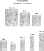 ReaLife Rugs Machine Washable Area Rug Runner - Living Room Bedroom Bathroom Kitchen Entryway Office - Padded Low Pile Stain Resistant Premium - Modern Geometric Contemporary - Miles - Gray 2'6"x10'