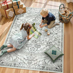 Lahome Area Rug 5x7 Washable Living Room Rug, Large Soft Bedroom Rug, Bohemian Medallion Non Slip Non Shedding Low Pile Accent Print Indoor Carpet for Dining Room Office Playroom, Beige