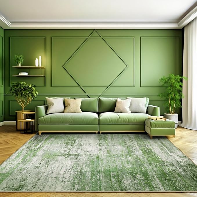 Abstract 6x9 Area Rug for Living Room Dining Room Home Office Bedroom Sage Green