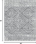 Wonnitar Moroccan Gray Area Rugs for Living Room, Washable 5x7 Boho Bedroom Rugs, Non-Slip Large Soft Dining Room Throw Mat, Floor Carpet for Basement Guest Room Office (Silver Grey,5'x7')