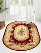Rugs.com Chateau Collection Rug - 8' x 10' Oval Red Medium Pile Rug