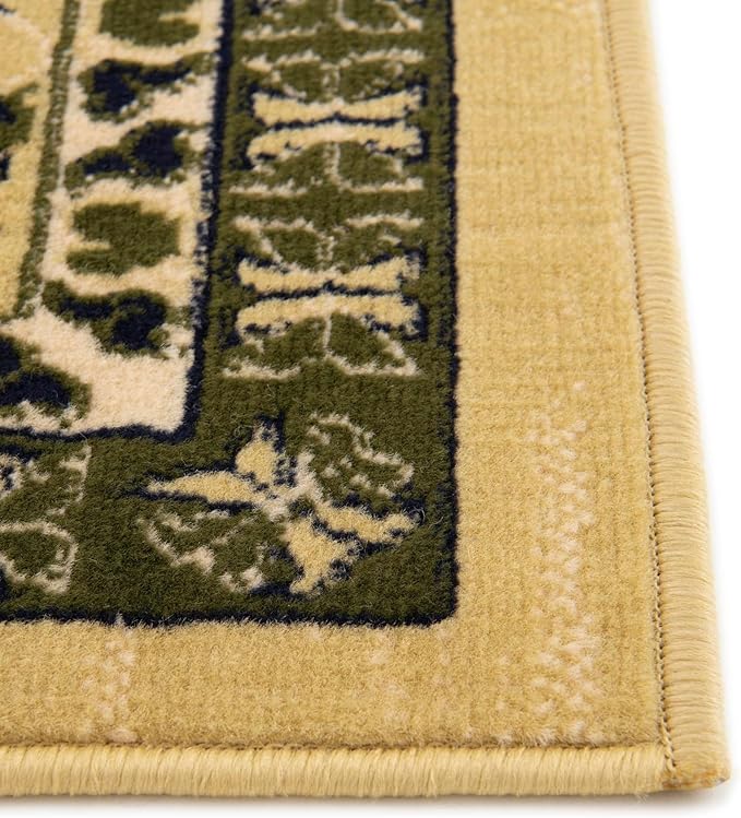 Unique Loom Taftan Collection Border Geometric Tribal Inspired Design Area Rug, 4 ft x 6 ft, Gold/Gray